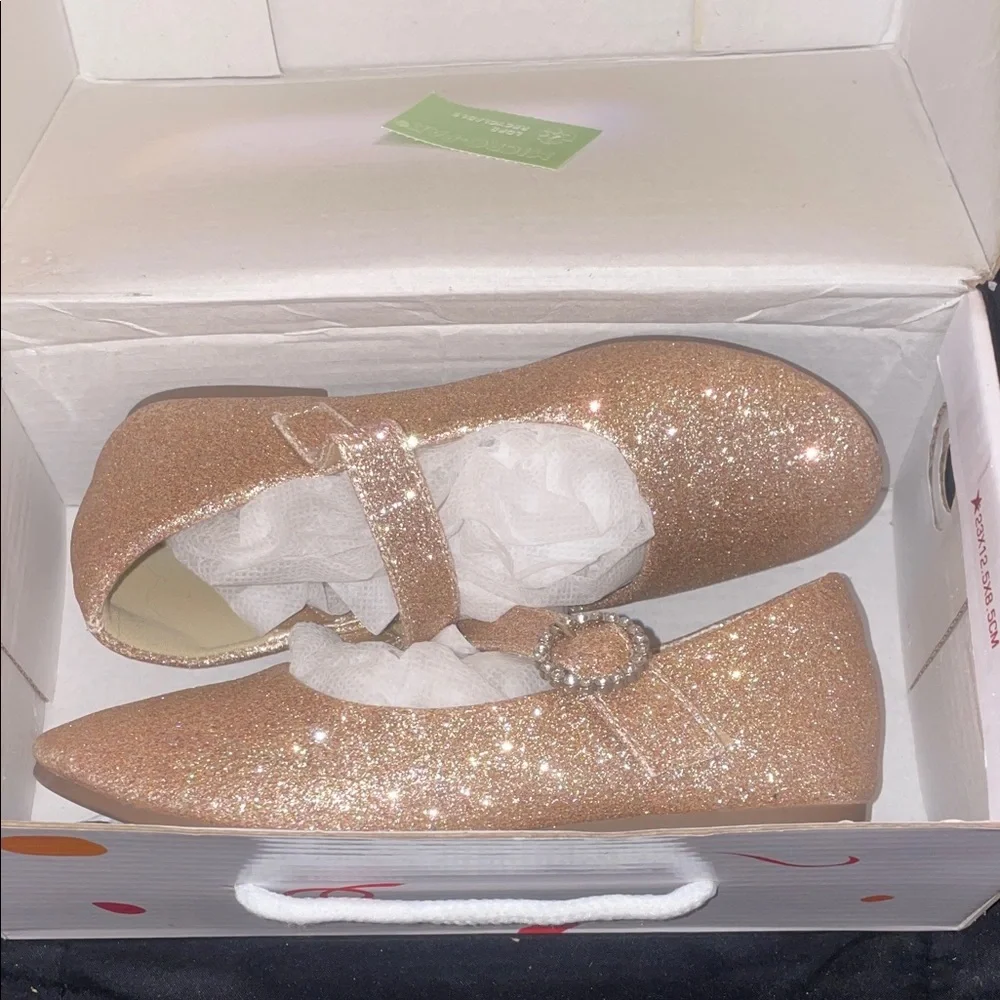 Glittery Gold Kids Dress Shoes